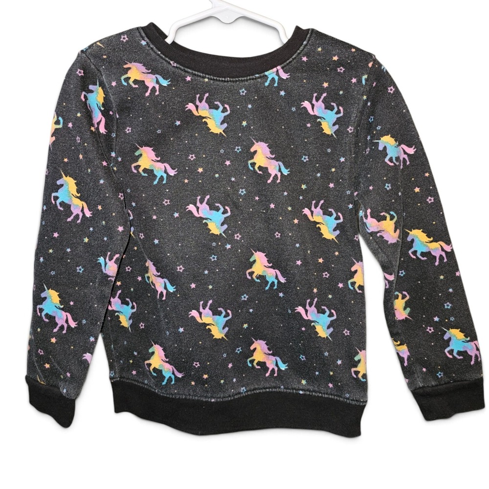 Garanimals Sweatshirt Toddler 5T Black Good Unicorn Star Rainbow Fleece Pullover